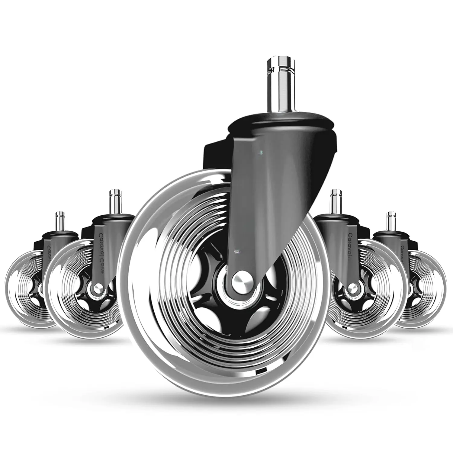 Office Chair Wheels Set of 5 3 Inch Heavy-Duty Rollerblade Wheels for Office, Easy to Install, Suitable for Floors, Carpet & Desk & Gaming Chair