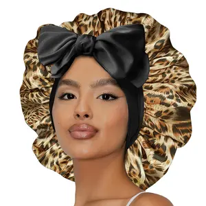 Double Layer Satin Bonnet with Tie Band for Sleeping Satin Lined Silk Skin Friendly Bonnet for Sleeping Hair Bonnets for Women 2026 New  Natural Curly Hair