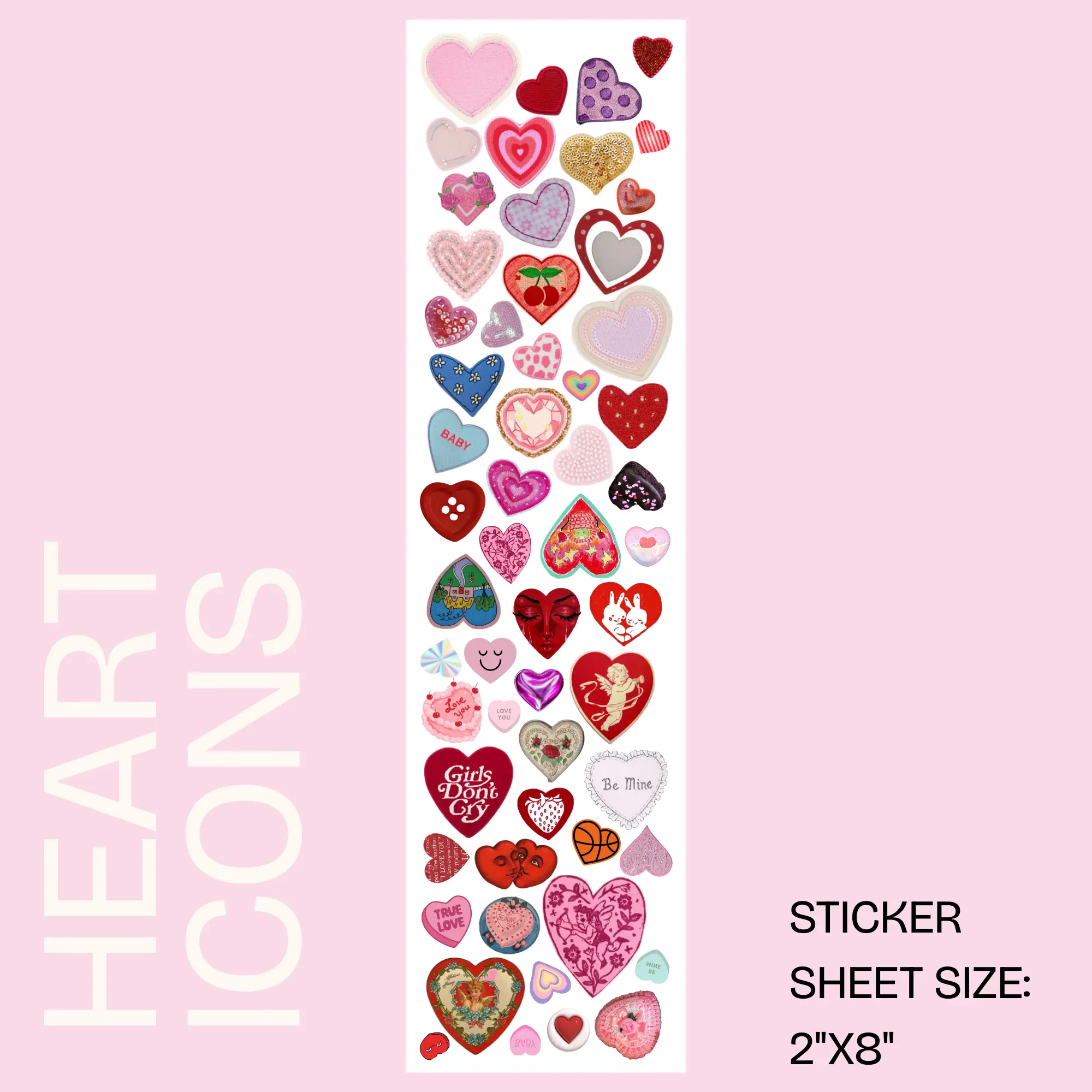 Holographic Heart Icons Sticker Sheet for Scrapbooking