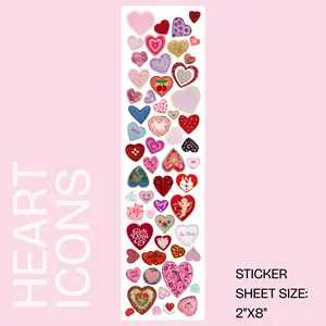 Holographic Heart Icons Sticker Sheet for Scrapbooking