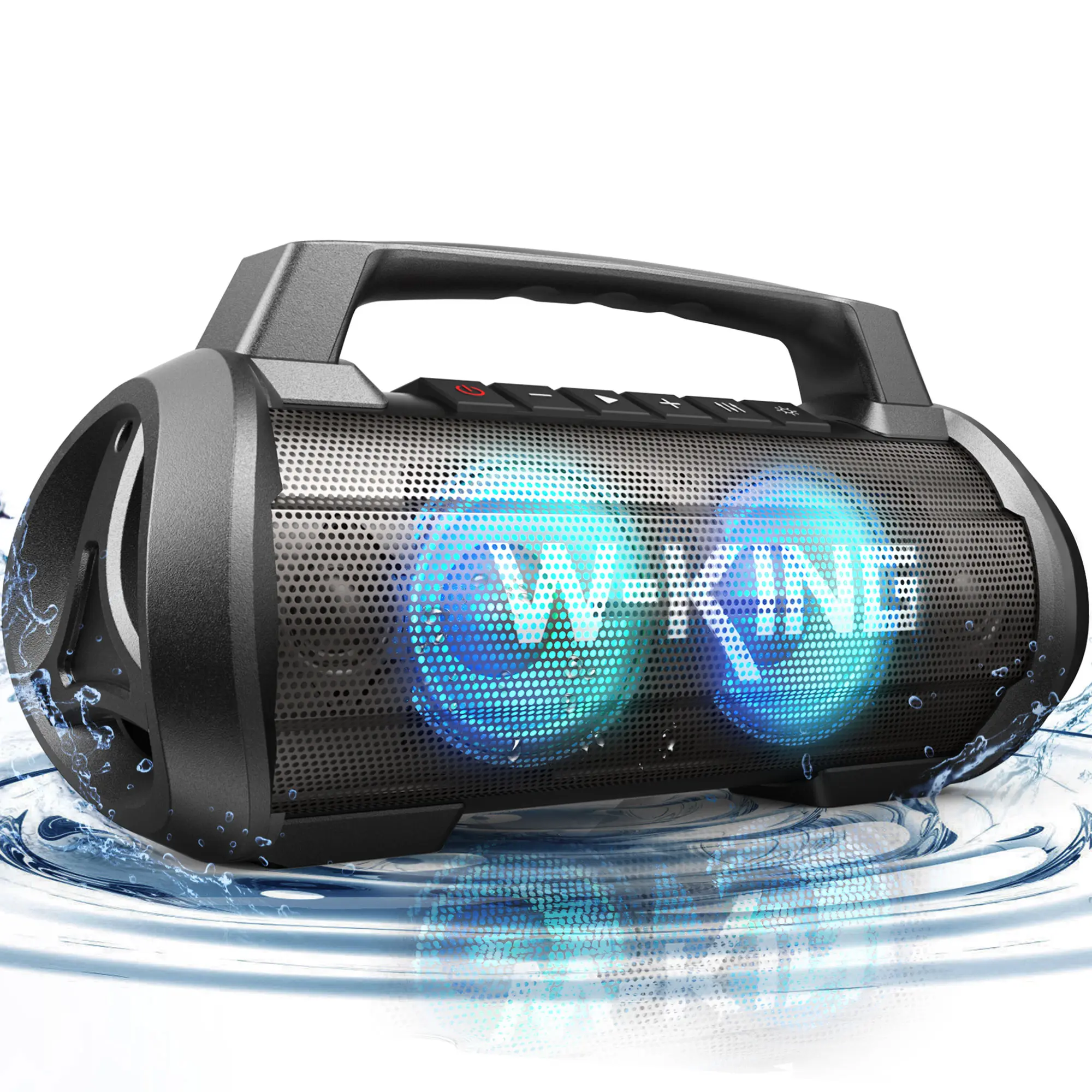 W-KING 120W Bluetooth Speaker - Deep Bass Subwoofer, IPX6 Waterproof, Shockproof, 42H Playtime, Party-Ready Stereo Sound, 3.5mm Jack Aux Compatibility, Power Bank Function, Karaoke Support, Built-In Lights, Wireless Pairing, USB Port, Included Cable