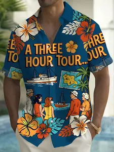Men's Vacation Floral Tropical Travel Printed Hawaiian Shirt, Short Sleeve Button Down, Breathable Sweat-Wicking, Beach Holiday Casual Best Choice，Holiday limited-time offer, fast shipping.