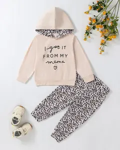 Toddler Girls Clothes Baby Outfits Letter Hoodie Sweatshirts Flower Sweatpants 2Pcs Tracksuit Casual Clothing Leopard Print Sweatshirt Set