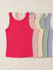 Women's Casual Versatile Solid Color Summer Tank Top, For Spring