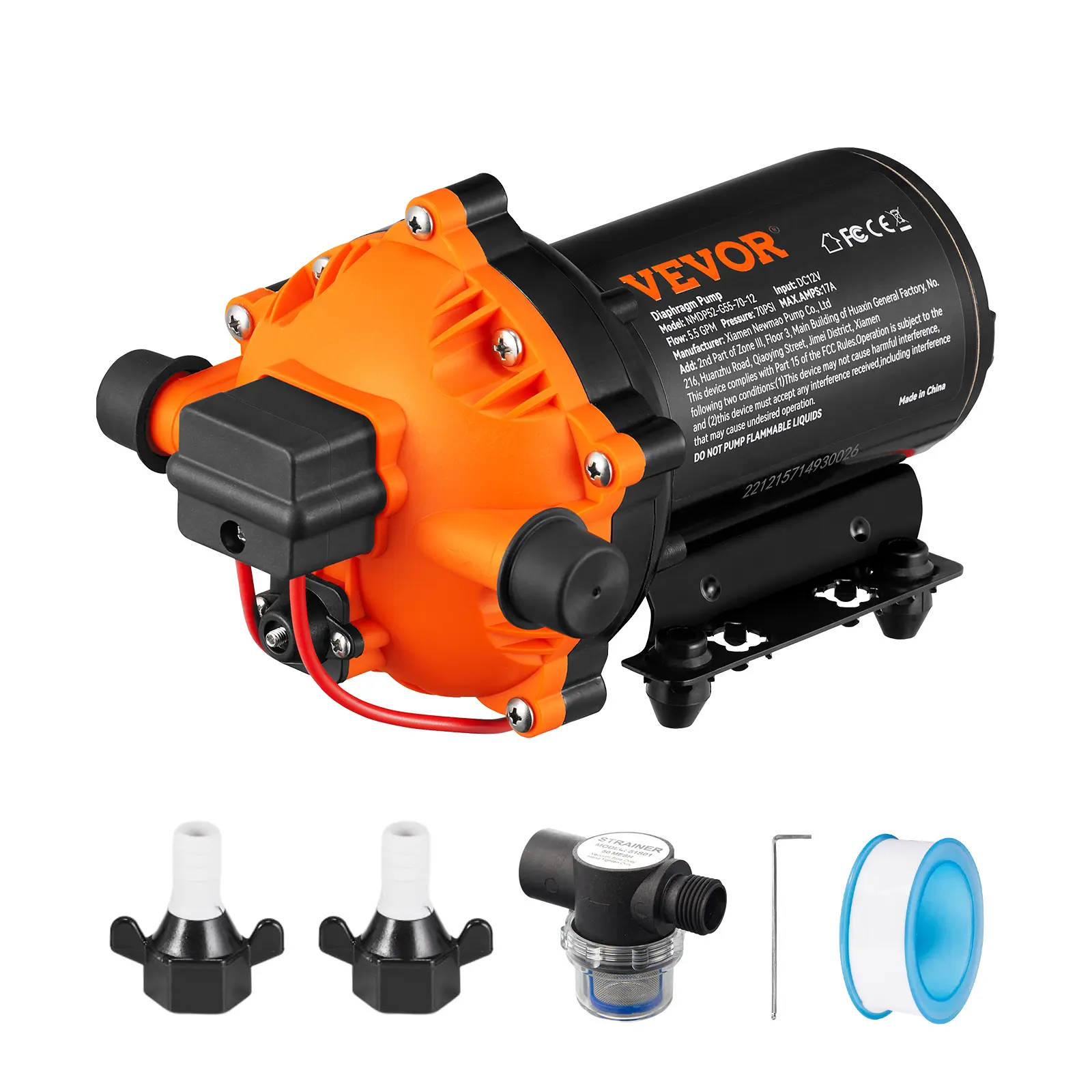 【summerfinds】VEVOR Water Diaphragm Pump, Various specifications, 70 PSI Rated Pressure (40-100 PSI Adjustable), MNPT Self Priming Sprayer Pump with Pressure Switch for RV Camper Marine Boat Lawn, FCC Certified, Portable Liquid Pump