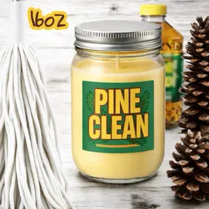 Pine Clean 16oz Scented Candle in Mason Jar soy wax