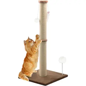 36'' Tall   , Large Sisal Scratch  for Indoor Cats, Sturdy  Scratcher Tower, Vertical  Scratch Pole, Modern  Furniture for Kittens & Adult Cats (Brown)