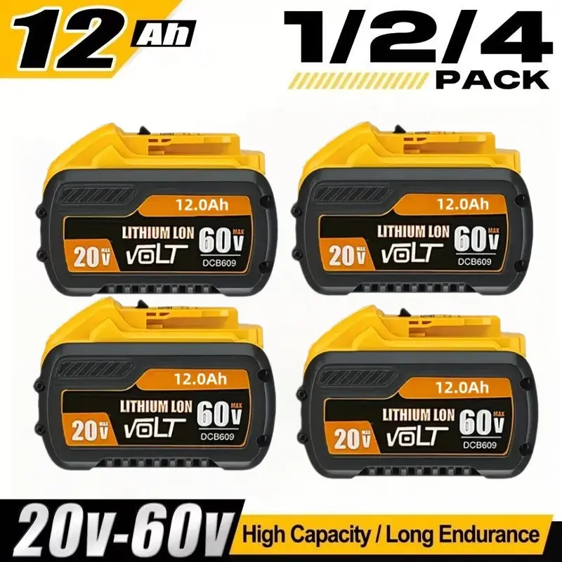 Dewalt 12Ah (12000mAh) 20V/60V Lithium Compatible Replacement Battery for DCB609 Series, DCB606, DCB612 Cordless Power Tools, High-Capacity Accessory for Cordless Tool Users