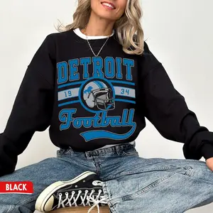 Vintage Detroit Football Crewneck Sweatshirt, Lions Sweatshirt, Detroit Game Day Shirt, Lions Fans Gift Fabric Fit
