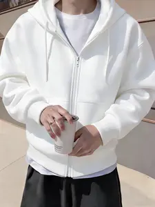 Men's Trendy Zip Hoodie Sweatshirts, Casual Long Sleeve Loose Fit Pocket Graphic Pullover for Fall & Winter, Unisex Clothing