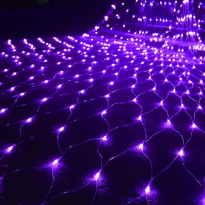 Outdoor Halloween Net Lights, 12FT x 5FT 360 LED Christmas Fairy Mesh Lights with 8 Lighting Modes, Connectable for Garden Xmas Tree, Bushes, Holiday Wedding Party Decorations, Purple Waterproof Ornaments