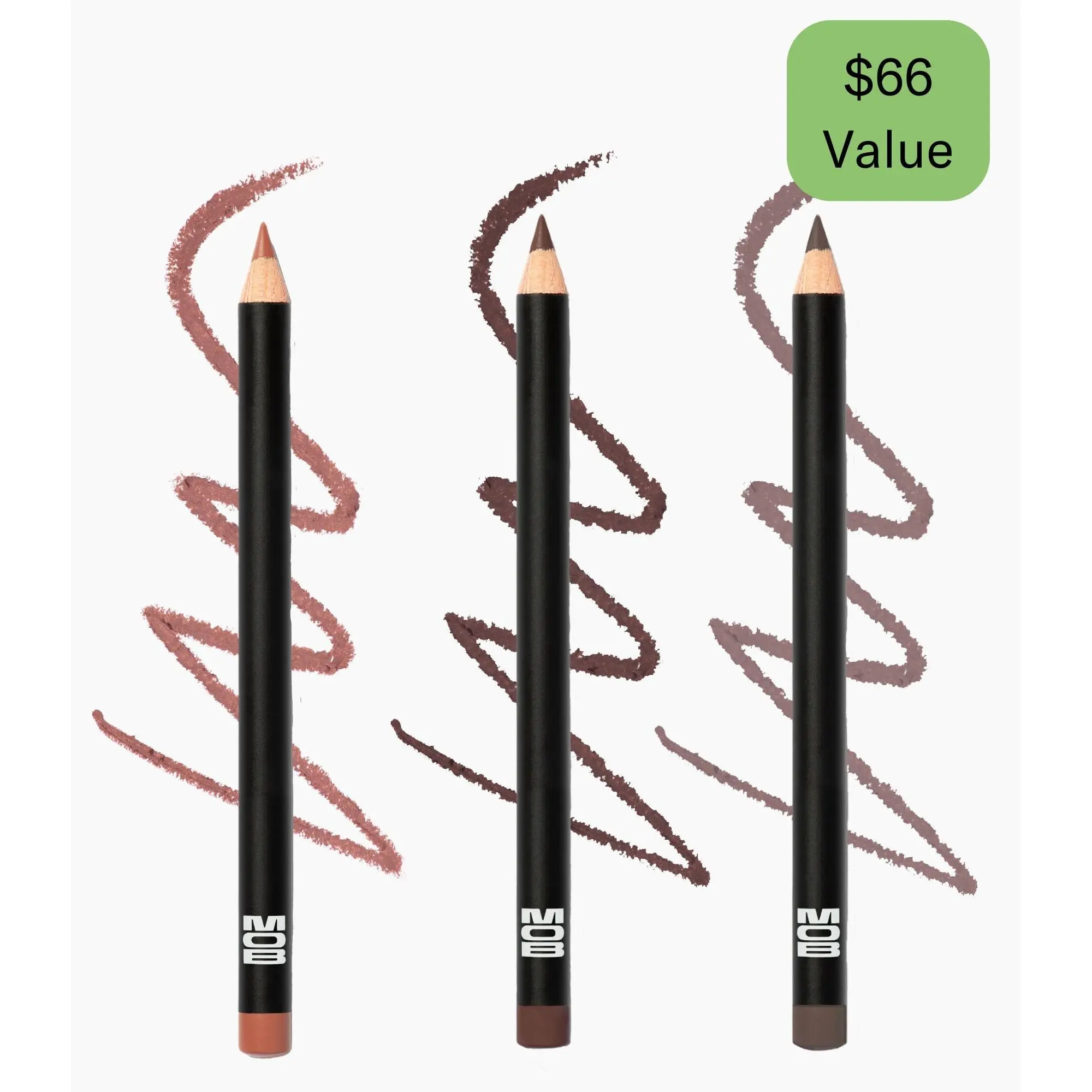Cool Tones Waterproof Lipliner Collection, Smooth Chocolate Cosmetic Makeup Product, Brown Lip Liner, Carnauba And Candelilla Nourish Lips, Mob Beauty, Rich Pigment, Stay Put, Silicone-Free, 3 Shades, Chocolate Port, Glides On