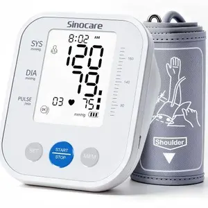 Sinocare Upper Arm Digital Blood Pressure Monitor Kit - Blood Pressure Monitors for Home Use for Arm, 3-Color Backlit, 8.6"-16.5" Adjustable Cuff, Irregular Heartbeat Alert, Accurate Reading