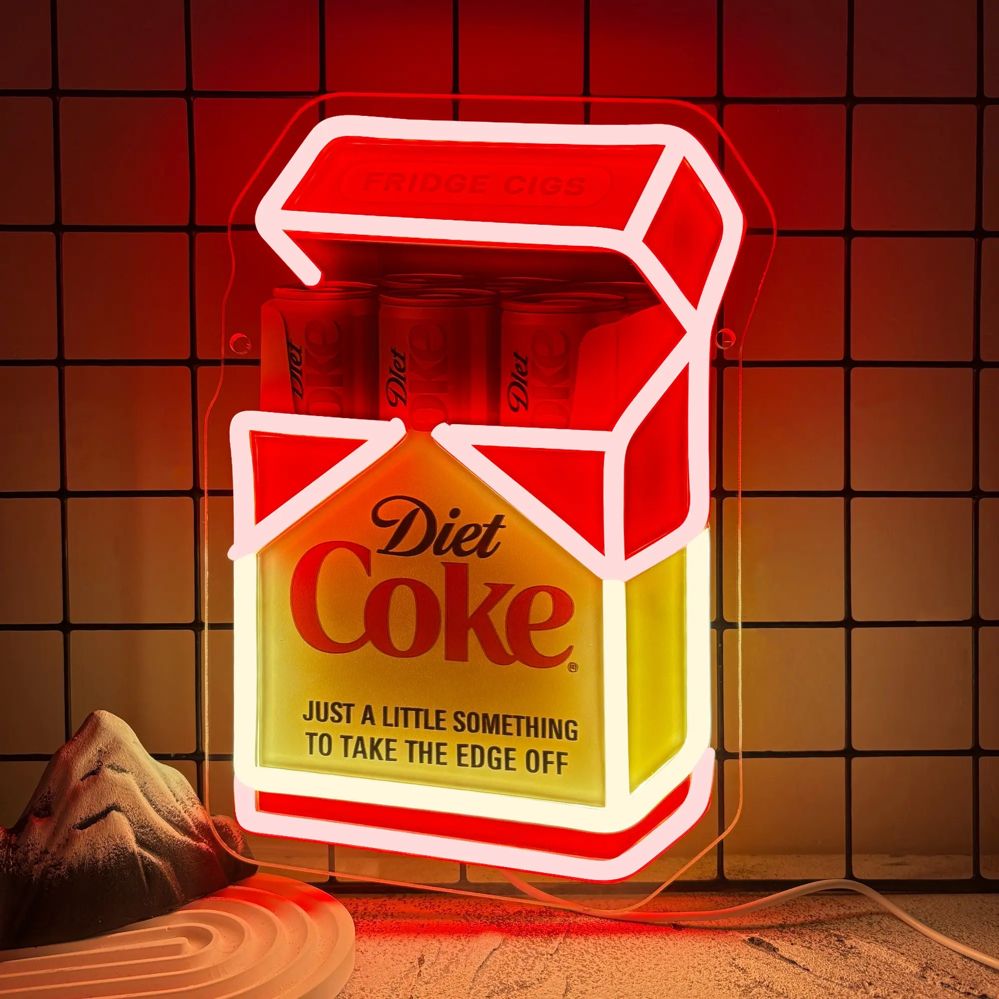 Fridge Cigs Neon Sign, Dimmable Drink Light For Wall Decor, LED Neon Decor, Decor Neon Signs For Business Man Cave, Bar, Shop, Bedroom, Gifts For Christmas, Birthday