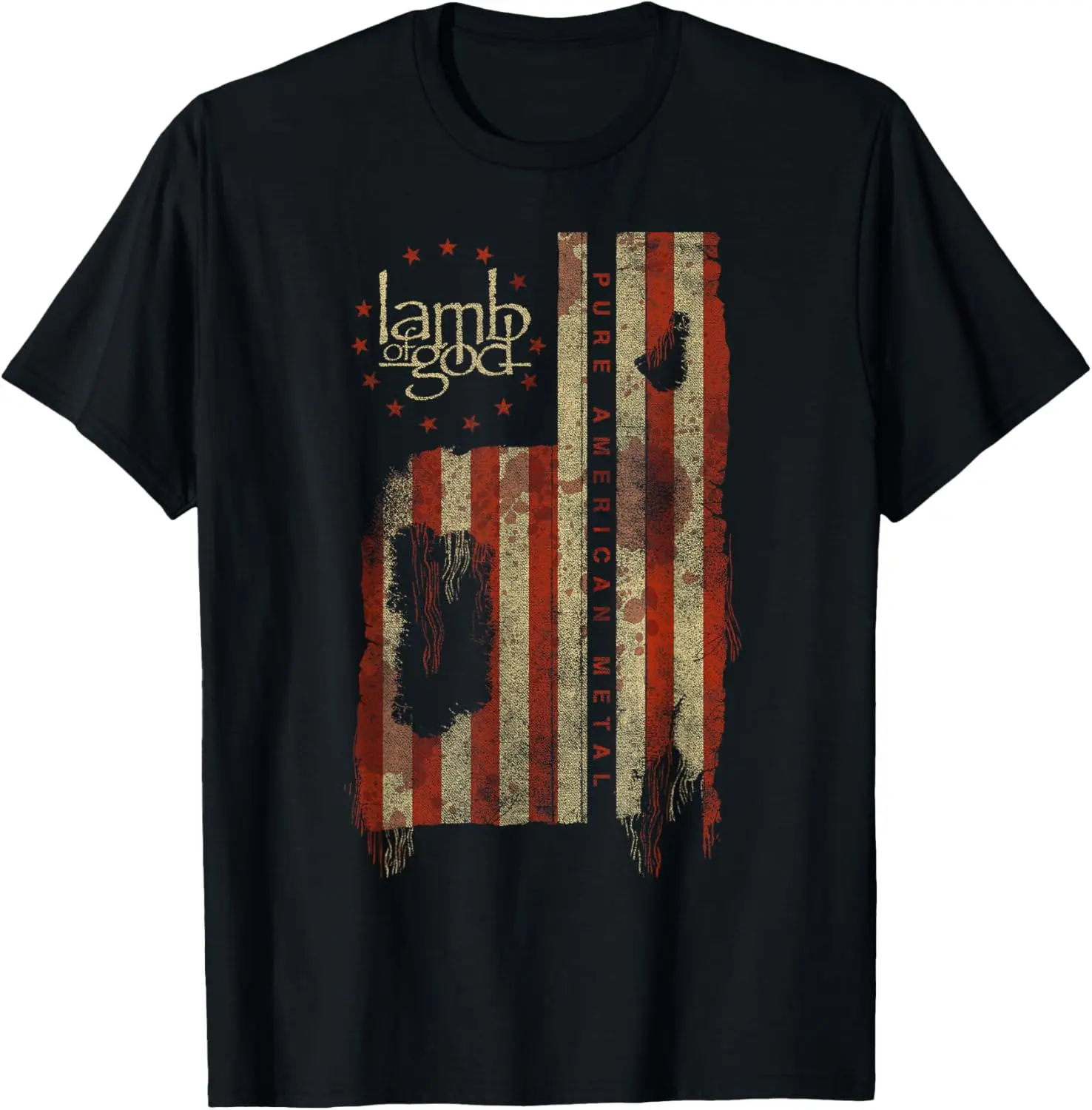 100% Cotton Lamb of God – Pure American Metal Flag T-Shirt Christ Christian Tops