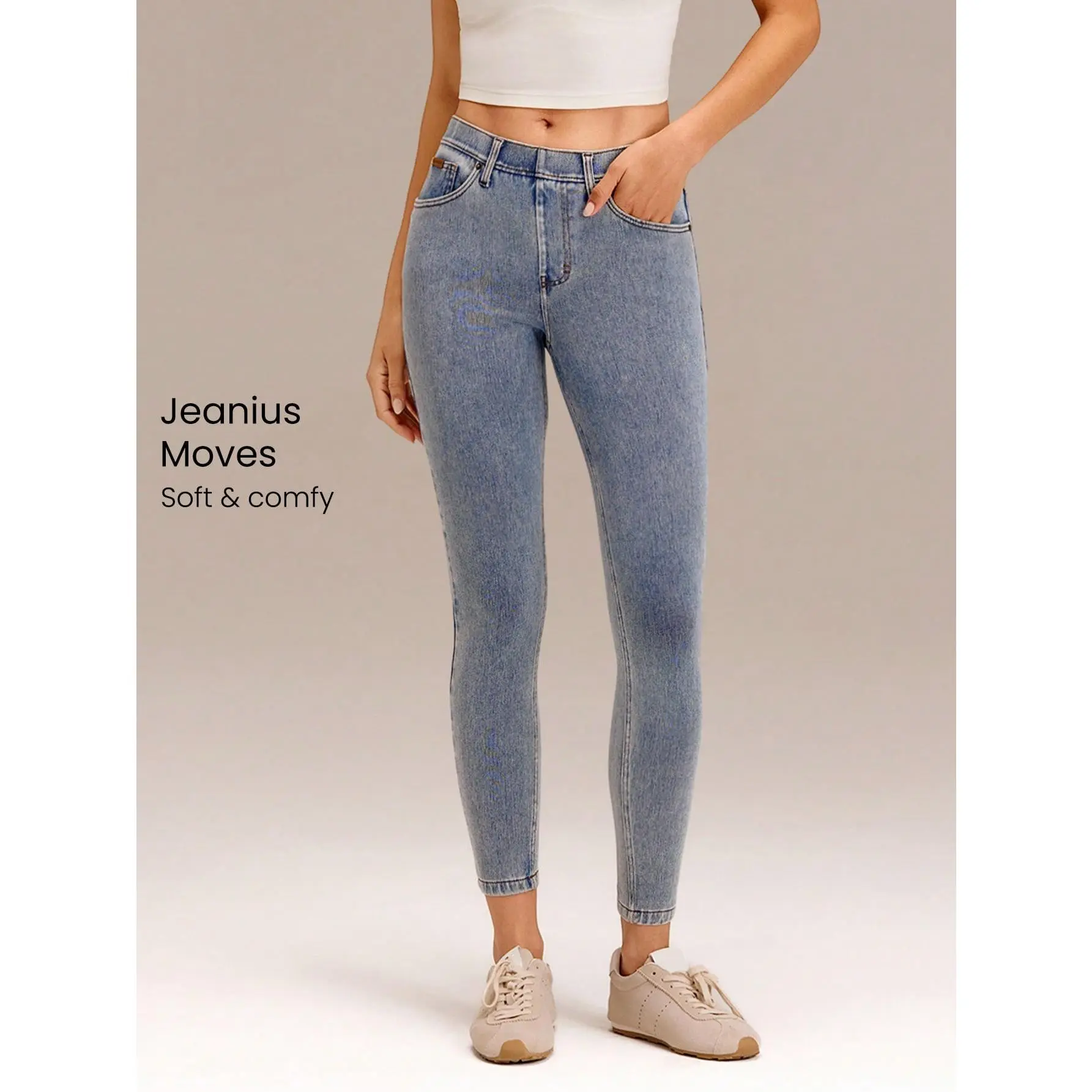 GLOWMODE Jeanious Super-Stretch Classic Denim Skinny Jeggings Yoga Daily With Five Pockets Yoga Daily  Spring Summer
