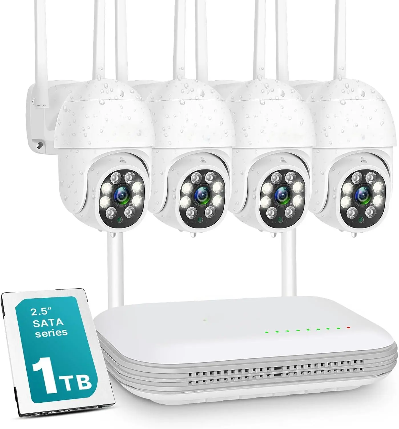 3MP Wireless Security Camera System,Outdoor WiFi Camera for Home,PTZ,360°View,Auto Tracking,2 Way Audio,Color Night Vision,Siren/Motion/Light Alarm,8Ch Expandable,Alexa,24/7 Record,2.4G WiFi