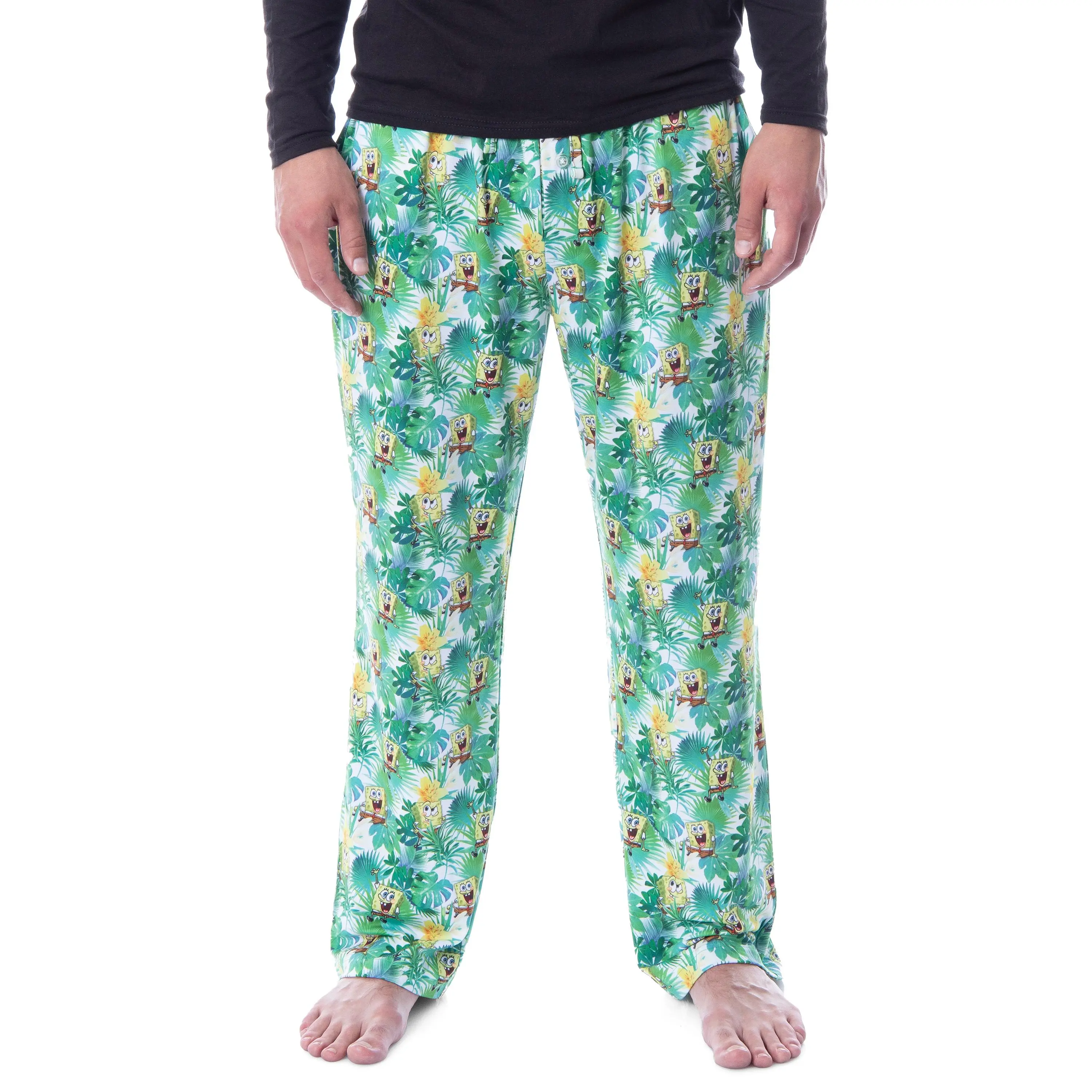 Nickelodeon Mens' SpongeBob SquarePants Tropical Delight Lounge Pajama Pants, Smooth, Polyester, Stretch, Spandex, Fabric