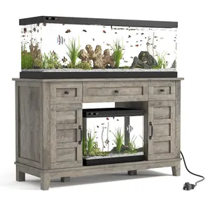 Garvee Farmhouse 55-75 Gallon Fish Tank Stand, Aquarium Stand with Power Outlet, 1400LBS Heavy Duty Fish Tank with Stand for Fish/Turtle/Reptile Terrarium