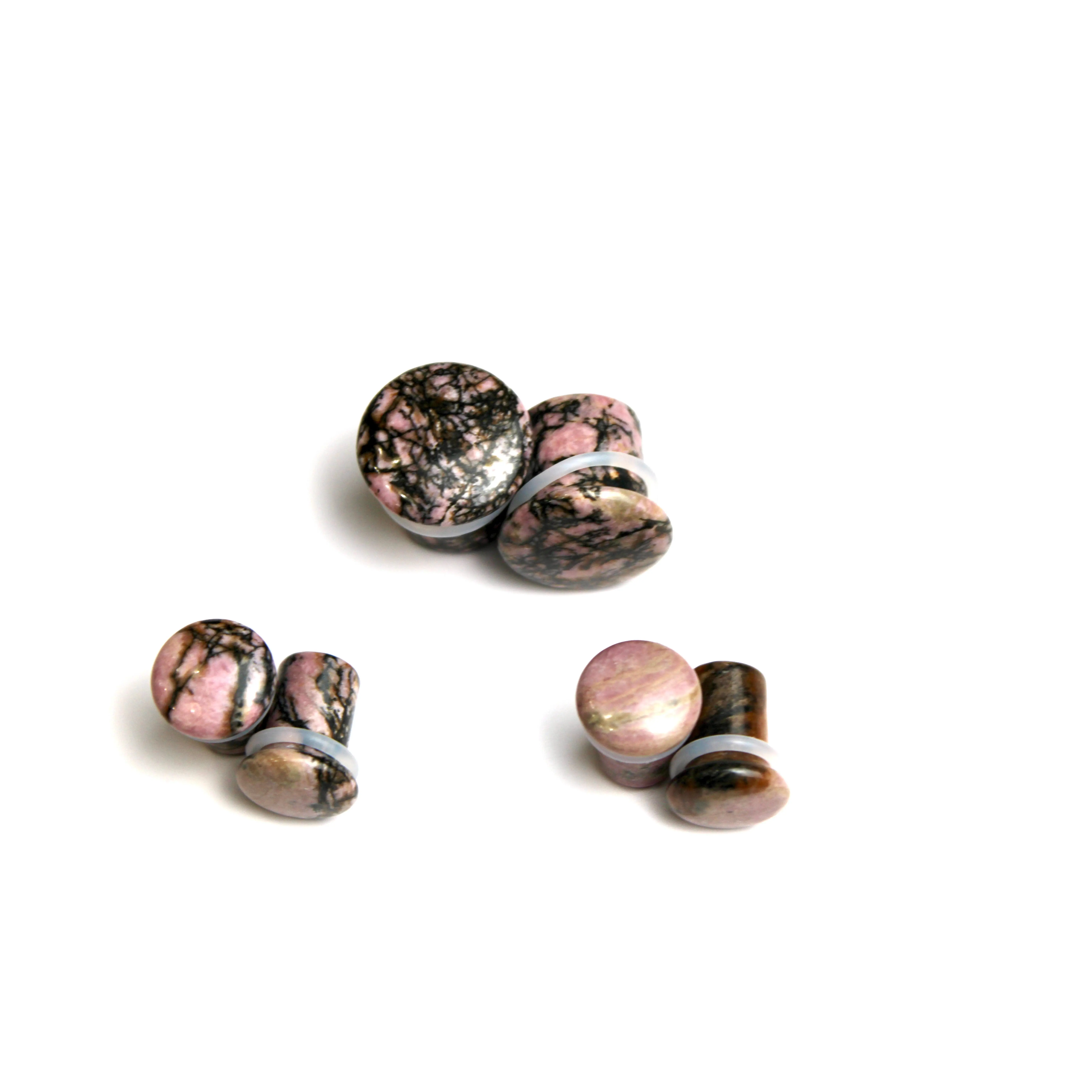 Rhodonite Stone Single Flare for Gauged Ears