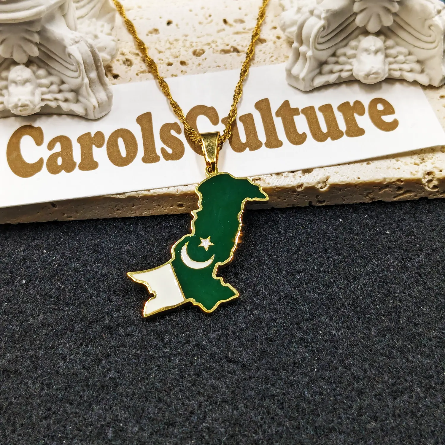 Pakistan Necklace, Jewelry, Flag, Earrings, Map