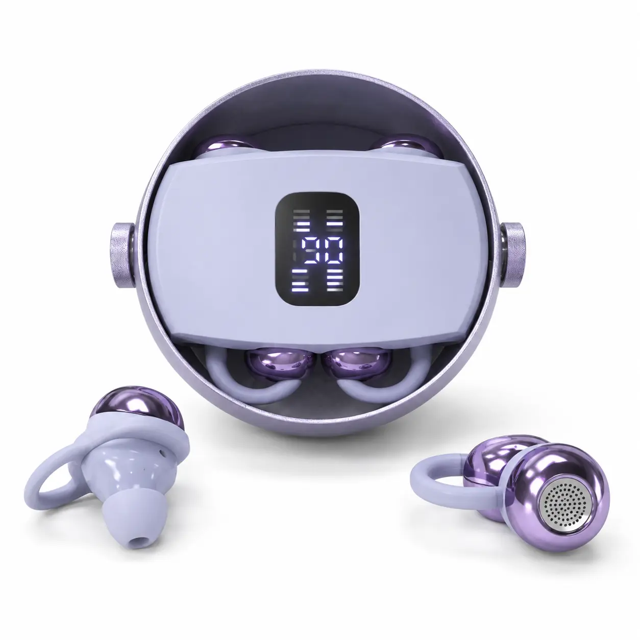 2-in-1 Wireless Bluetooth Earbuds, Open Ear & In Ear Headphones, LED Display Charging Case, Secure Fit Sport Earphones with Deep Bass, Touch Control, Long Battery Life Audio Connection