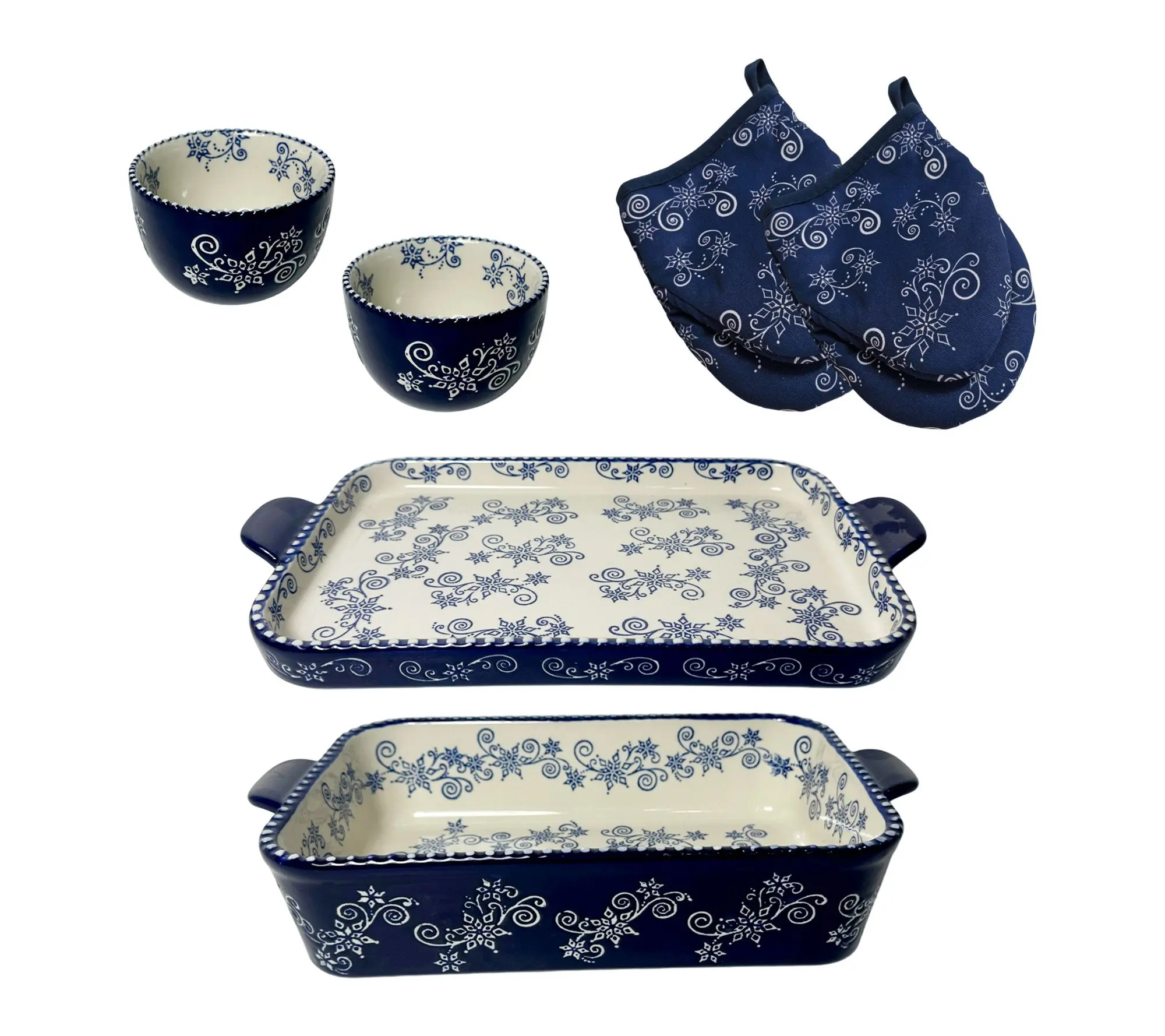 Temp-tations 11x7 Baker with Lid-it, Ramekins and Mini Mitts