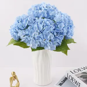 3pcs Realistic Hydrangea Artificial Flowers, Blue Real Hydrangea, 21 Inch Large Latex Fake Flowers Bouquets Cabin Decor Outdoors Home Party Centerpieces Arrangements