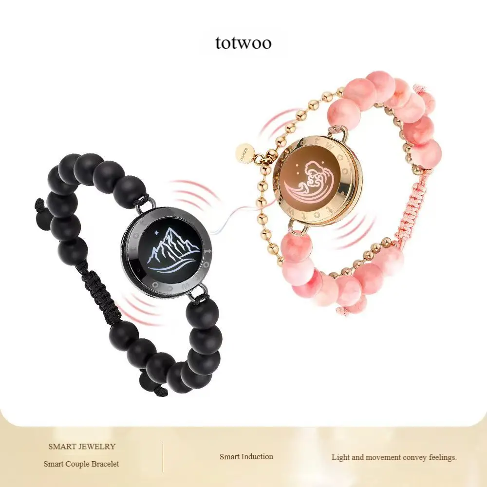 totwoo "Mountain and Sea Vows" Couple Bracelet, Long-Distance Relationship Remote Sensing Interactive Bracelet, Valentine's Day Gift for Girlfriend