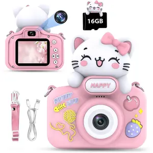 Camera for Age 3-8, Digital Camera Toddler Camera for 9 10 11 12 Years Old Birthday Gifts, 1080P Video Camera with Cute Protective Cover & 16GB SD Card