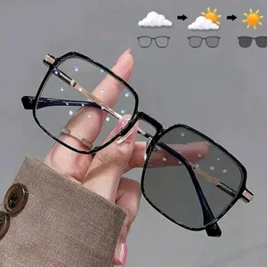 women square fashion eyeglasses classic simple photochromic Sunglasses