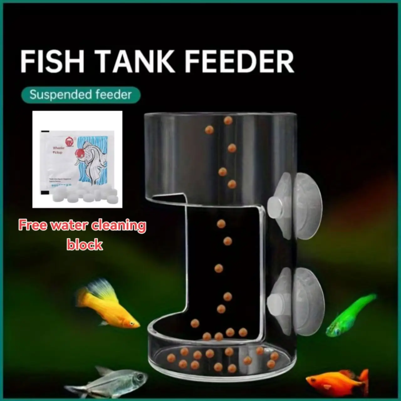 Aquarium Feeder Non-slip Essential Fish Tank Supplies Fish Food Plastic Buoyancy Ring for Floating Food Contains water cleaning tablets Feeding