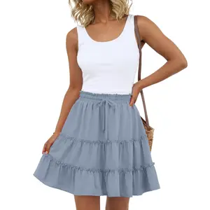 Lepunuo Boho Skirts for Women Flowy Casual Cute Skorts Built-in Shorts Floral Ruffle Tiered Skirts with Pockets