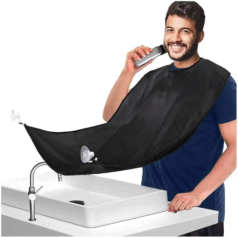 Men's Bathroom Shaving Apron - Adult-Size Hair Cleaning Bib with Brush, Comb, Soft Brush, Handle for Beard Grooming, Shaver Maintenance, Haircare