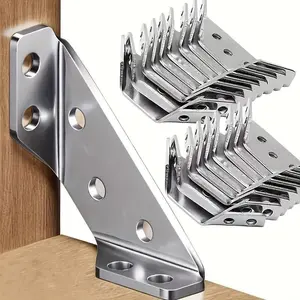 10 Pack Heavy Duty Stainless Steel Corner Braces 90 Degree Right Angle Bracket for Cabinet Furniture Shelf Hardware Reinforcement