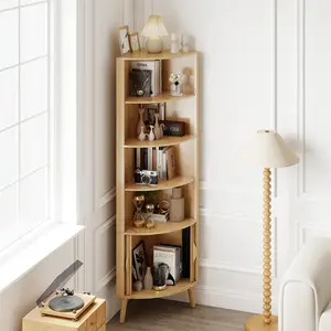 Corner Cabinet, 66.73'' Tall Modern Corner Bathroom Storage Cabinet with 2 Fluted Doors and Shelves, Home Space Saver for Kitchen, Living Room, Study Room(66.73''H)