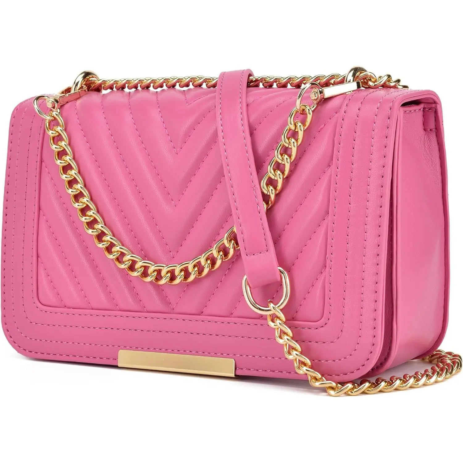 Crossbody Bags for Women Fashion Quilted  purse with Convertible Chain Strap Classic Satchel Handbag