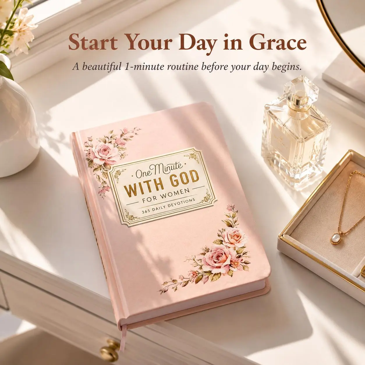 Women's 365-Day Devotional Journal - 1-Minute with God Portable Daily Reflection Notebook, Self-Improvement Office Stationery, Ideal Gift for Christmas, Mother's Day, Birthdays