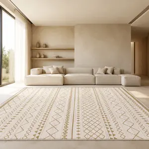 RUGIXE Machine Washable Cream Sage Tribal Area Rug 8x10 5x8 4x6 ft, Modern Geometric Boho Soft Velvet Low Pile Rug with TPR Non Slip Backing, Comfortable Durable Wear Resistant Southwestern Carpet for Living Room Bedroom Dining Office