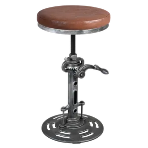 Antique Bar Stool with PU Seat for Kitchen Dining Room 20.5-27inch Counter Height Adjustable Industrial Coffee Stools Rustic Shop Stool Retro Drafting Chair with Crank Handle