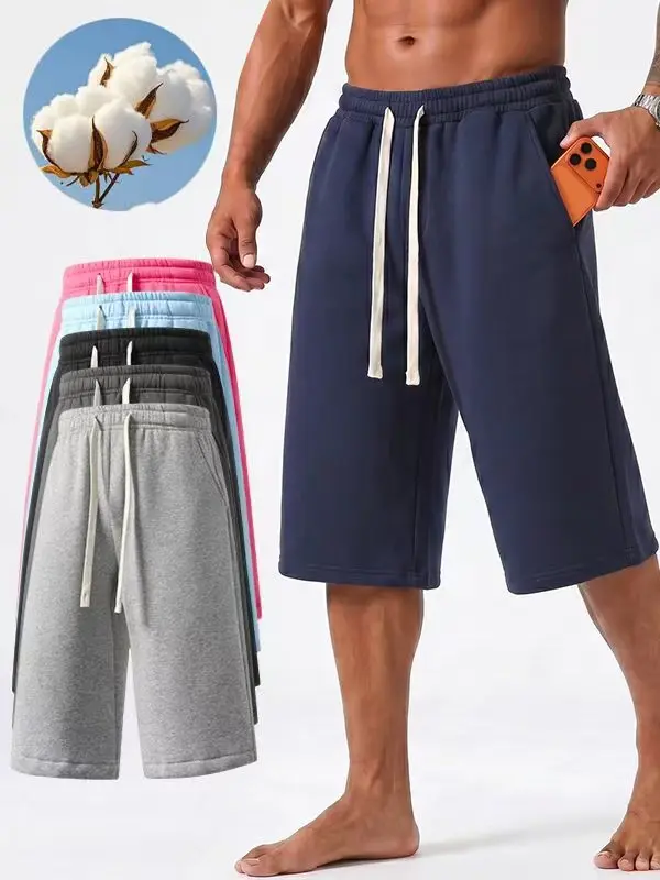 Men's Solid Pocket Waist Shorts, Lightweight Breathable Shorts, Casual Breathable Comfortable Shorts for Running Gym Workout, Men's Bottoms for All Seasons