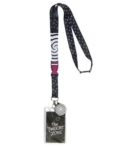 The Twilight Zone ID Lanyard Badge Holder with Logo Card and 2" Hypnotic Spiral Rubber Pendant