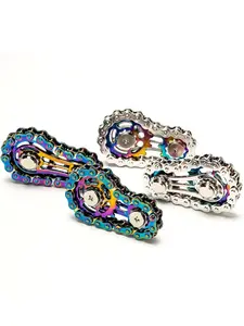 1pc Bike Chain Fidget Spinner - Silent CNC Machined Stainless Steel Gear, Metal Material, Steampunk Decor, Self-Regulation and Focus Tool for Adults, Office Use, Mechanical Art Collectible, Stress Relief Fidgeting