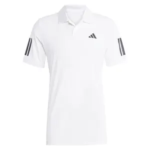 Men`s Club 3 Stripe Tennis Polo White