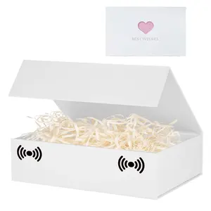 Gift Box with Lids,10.7'x7'x2.8' Gift Box for Presents Magnetic Closure for T-Shirts, Gloves, Scarves, Books, Baby Clothes, Robes Clothing Gift Wrap, Contains Card（White）
