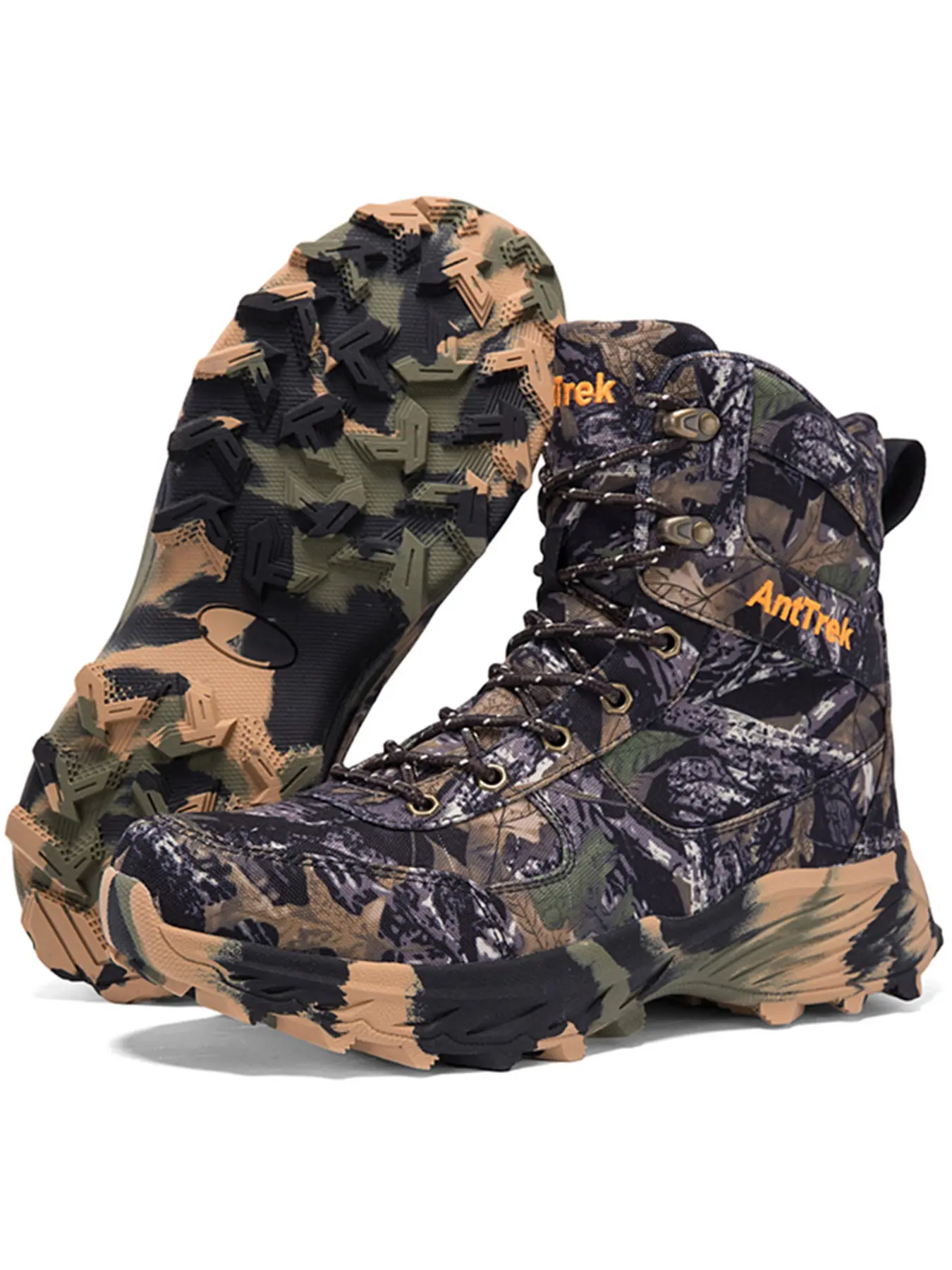 Men's Outdoor Tactical Boots, Side Zipper Velcro Design, Camouflage Hiking Shoes, Slip-Resistant, Durable, All Season, Ideal for Camping, Trekking, Work, Hiking Footwear