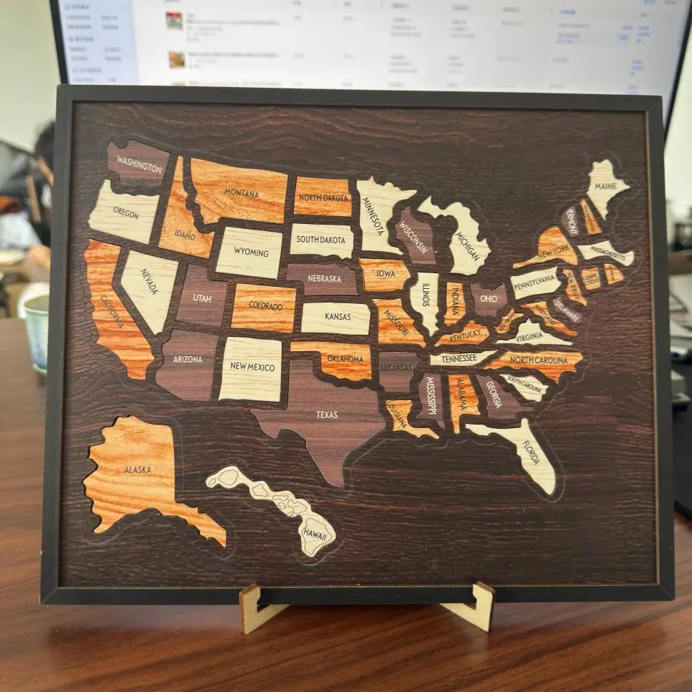 DIY United States Map Puzzle, Solid Wood Minimalist Wall Art for Home Decor, Engaging Educational Toy & Travel Tracker, Perfect Gift, Diy Wooden Puzzle, Friends, Family, Cozy Home Decor, Geography, Engaging Toy, Map Pieces, Enhance Geography Knowledge, Du