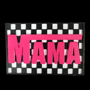 Magenta Checkered Mama Velcro Patch 2x3 | Hook and Loop Bag Patch | Tote Patch | Compatible with YETI