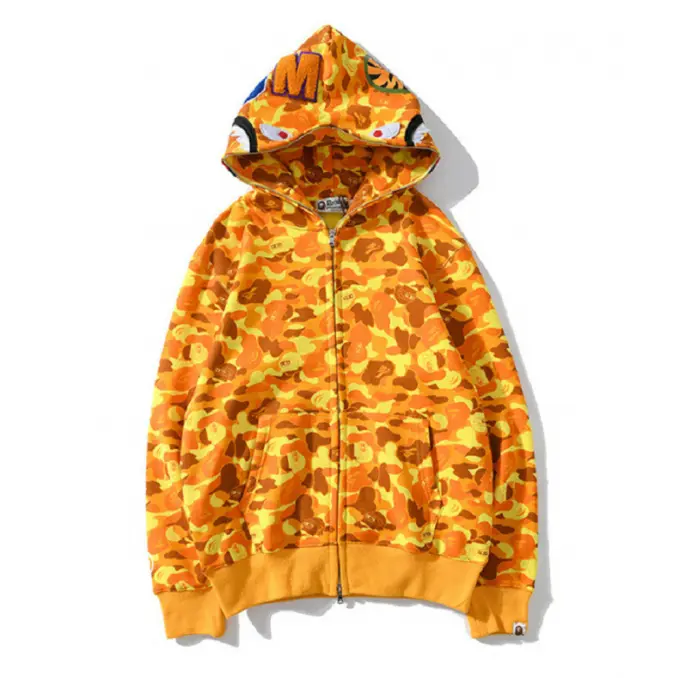 3D printing cross-border European and American new fashion brand shark clothing camouflage printing men and women couples all-match wholesale zipper to the end