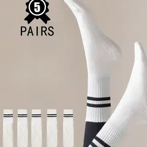 Women's Mid-Calf Yoga Socks with Silicone Anti-Slip Pads, Pure Color Fitness Socks for Pilates Indoor Exercise Sports Grip Sports Socks